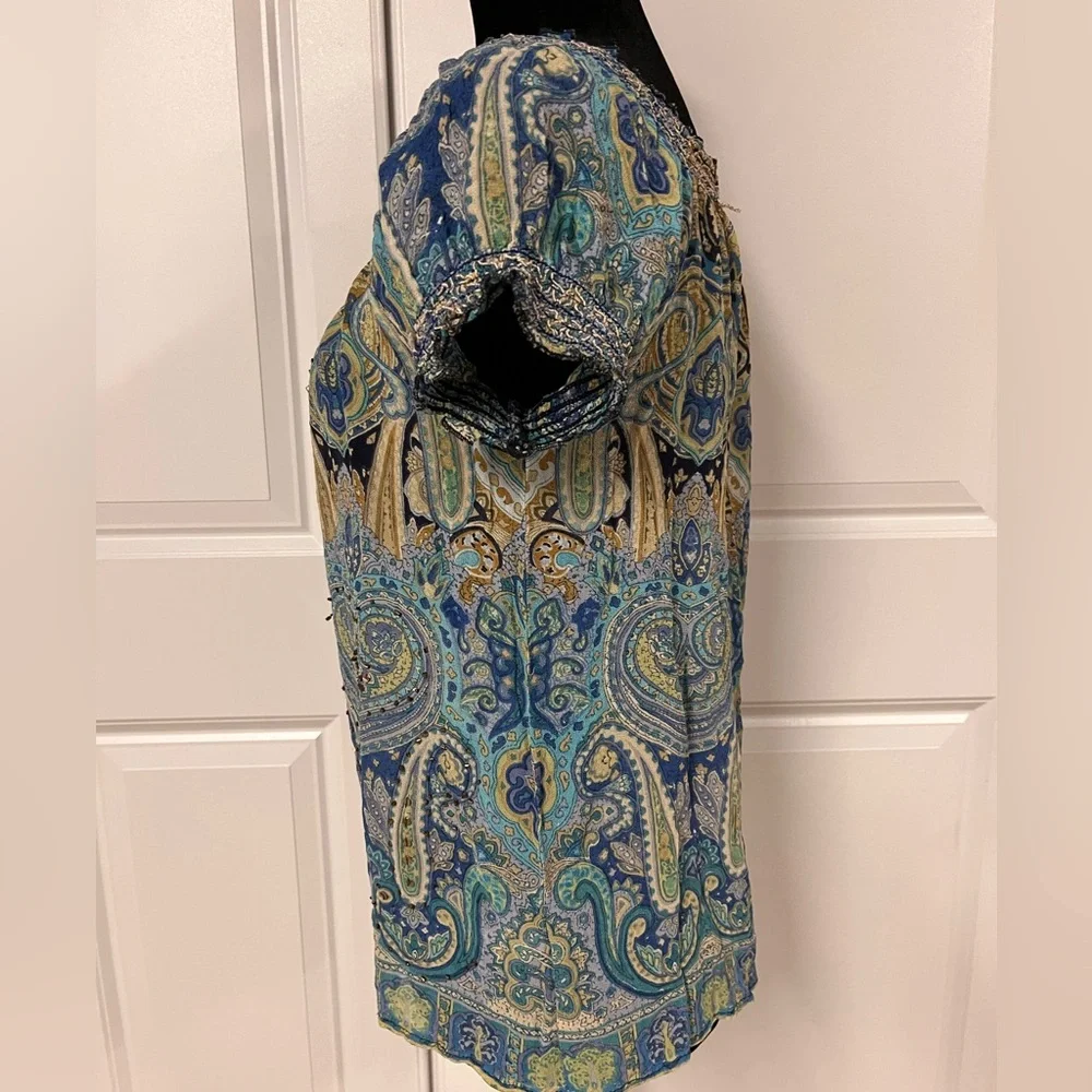 Dressbarn Paisley Tie Front Top